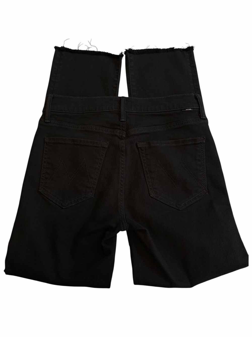 MOTHER The Rascal Ankle Fray Jeans Pitch Black Mid Rise Size 27
